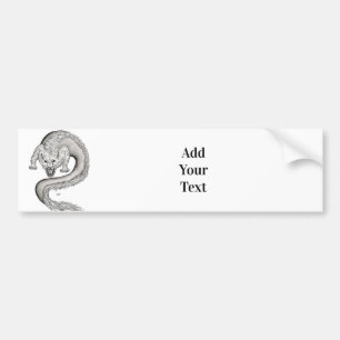 Wolfdragon black and white design bumper sticker