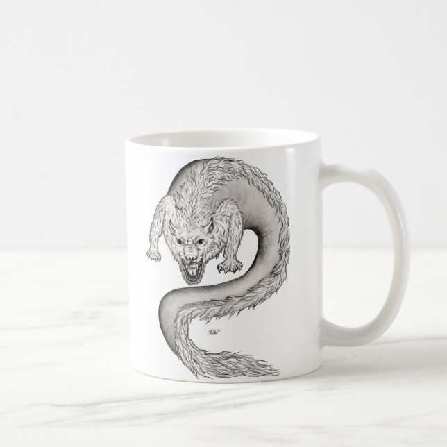 Wolfdragon black and white Design Coffee Mug (Right)