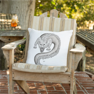 Wolfdragon black and white design cushion