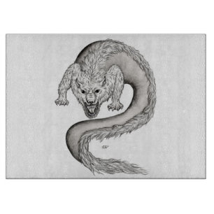 Wolfdragon black and white design cutting board