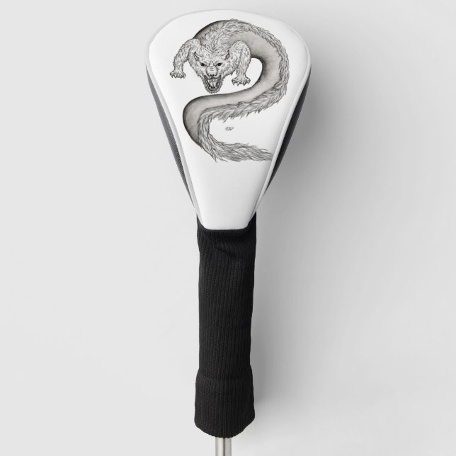 Wolfdragon black and white design golf head cover (Front)