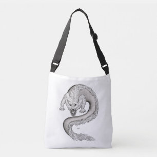 Wolfdragon black and white Design in Tattoostyle Crossbody Bag