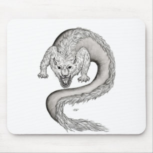 Wolfdragon black and white design mouse pad
