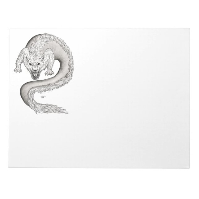 Wolfdragon black and white Design Notepad (Front)