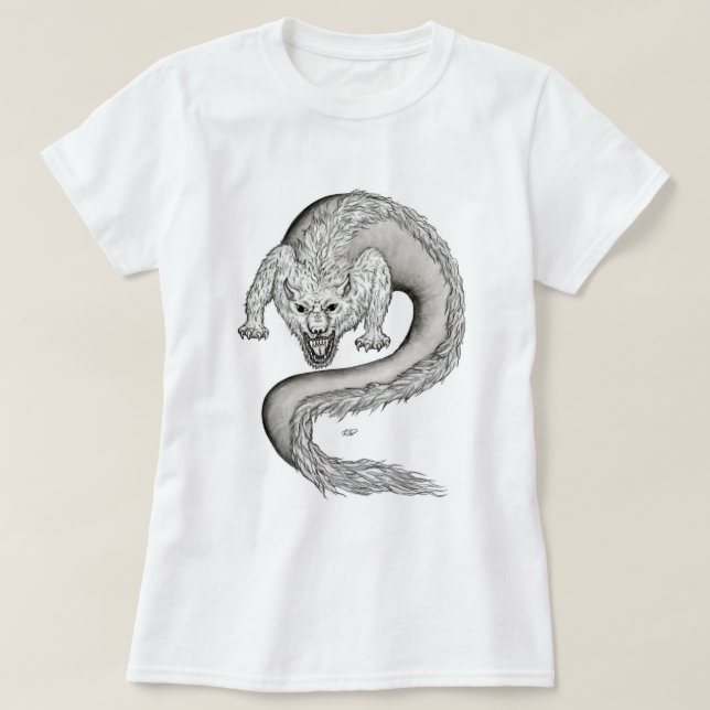 Wolfdragon black and white design T-Shirt (Design Front)