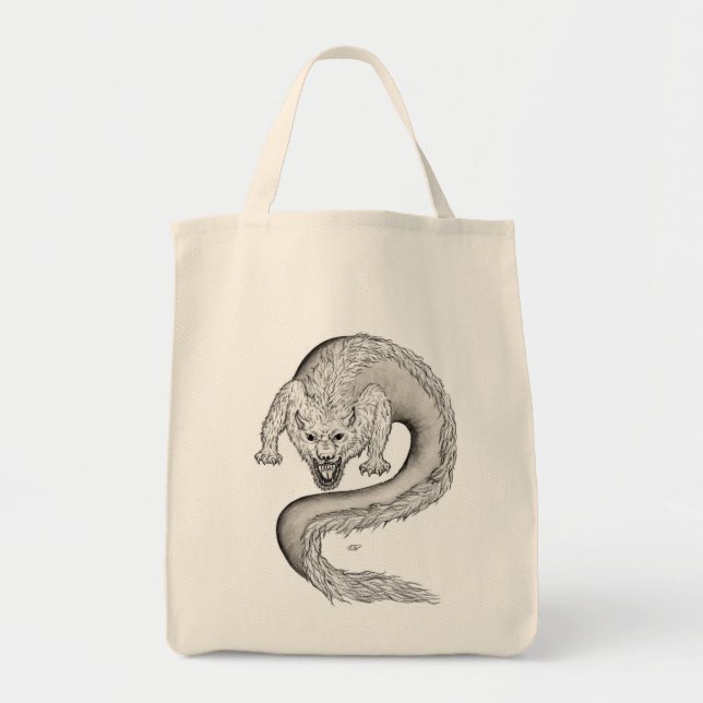 Wolfdragon black and white Design Tote Bag (Front)