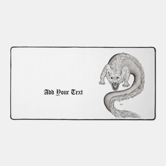 Wolfdragon , Wolf and Dragon, mix-Creature Desk Mat (Front)