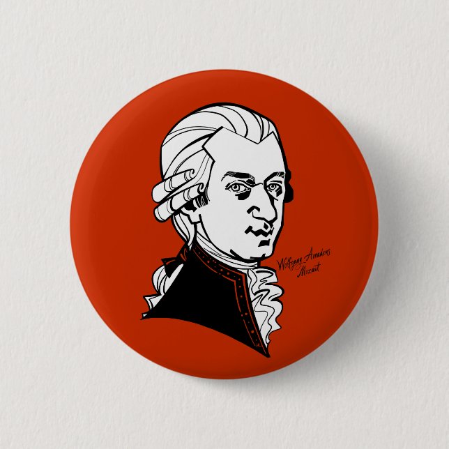 Wolfgang Amadeus Mozart 6 Cm Round Badge (Front)