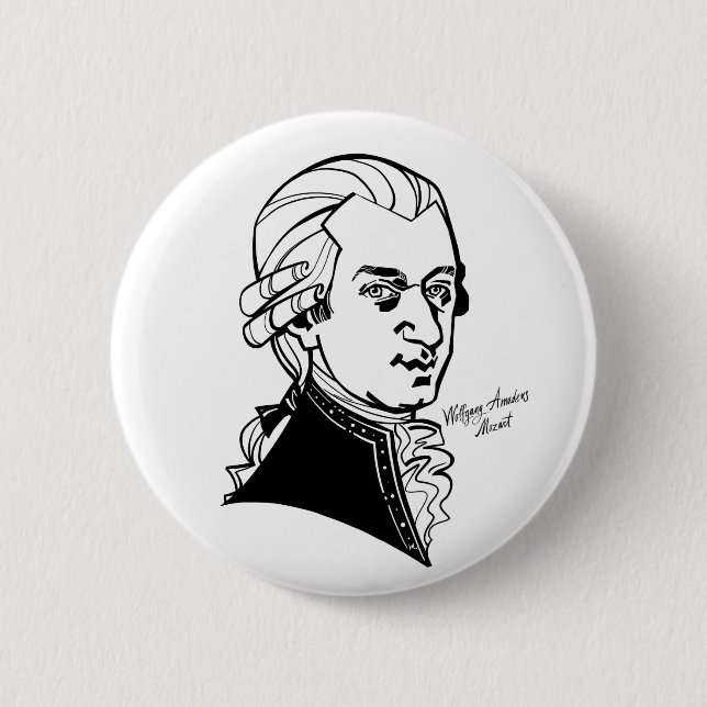 Wolfgang Amadeus Mozart 6 Cm Round Badge (Front)