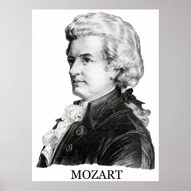 Wolfgang Amadeus Mozart, black Poster (Front)