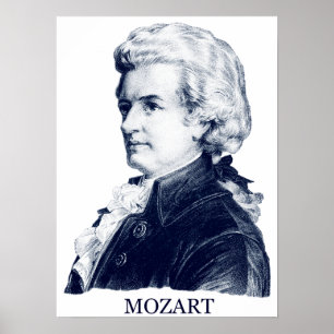 Wolfgang Amadeus Mozart, blue Poster