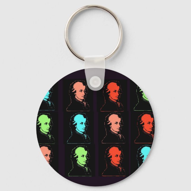 Wolfgang Amadeus Mozart Collage Key Ring (Front)