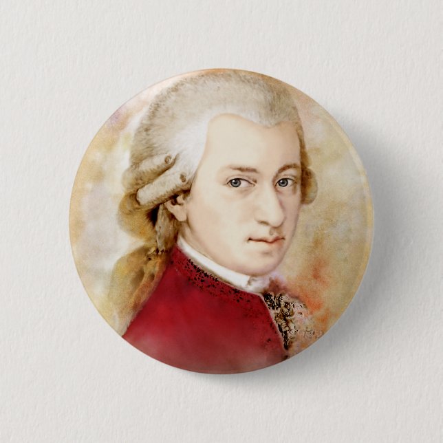Wolfgang Amadeus Mozart im Aquarell Stil 6 Cm Round Badge (Front)