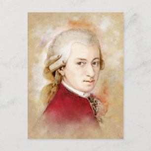 Wolfgang Amadeus Mozart im Aquarell Stil Postcard