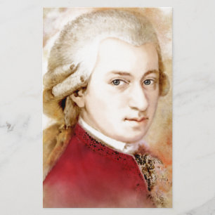 Wolfgang Amadeus Mozart im Aquarell Stil Stationery