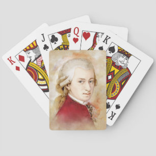 Wolfgang Amadeus Mozart in watercolor Playing Cards