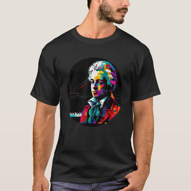Wolfgang Amadeus Mozart Music Composer Piano T-Shirt (Front)