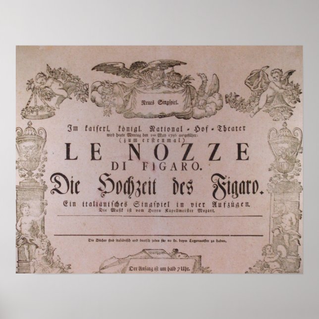 Wolfgang Amadeus Mozart Oper Le nozze di Figaro Poster (Front)