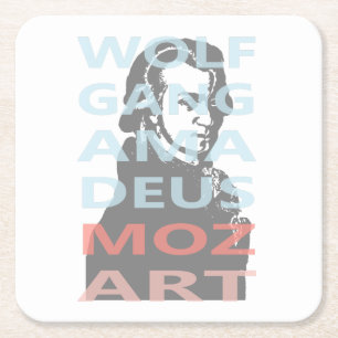 Wolfgang Amadeus Mozart Square Paper Coaster