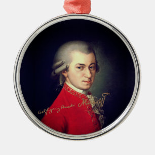 Wolfgang Amadeus Mozart with signature Metal Ornament