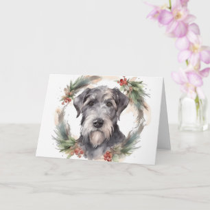 Wolfhound Christmas Wreath Festive Pup  Card