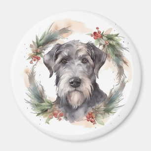 Wolfhound Christmas Wreath Festive Pup  Magnet