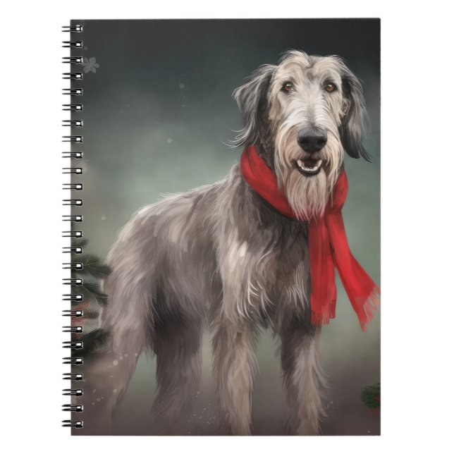 Wolfhound Dog in Snow Christmas Notebook (Front)