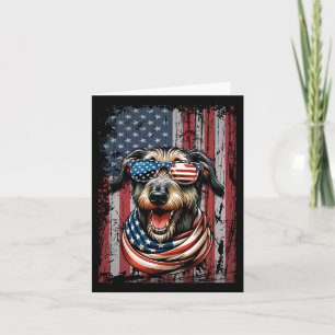 Wolfhound Dog Lover Us Flag 4th Of July Patriotic  Card
