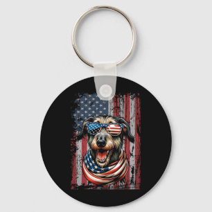 Wolfhound Dog Lover Us Flag 4th Of July Patriotic  Key Ring