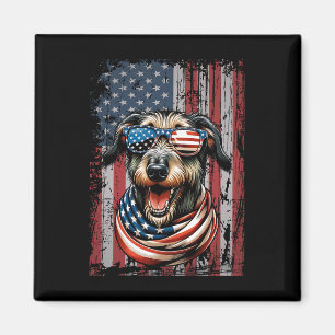 Wolfhound Dog Lover Us Flag 4th Of July Patriotic Magnet