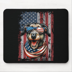 Wolfhound Dog Lover Us Flag 4th Of July Patriotic Mouse Pad