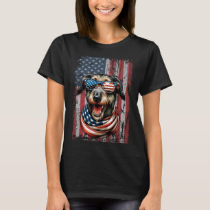 Wolfhound Dog Lover Us Flag 4th Of July Patriotic  T-Shirt