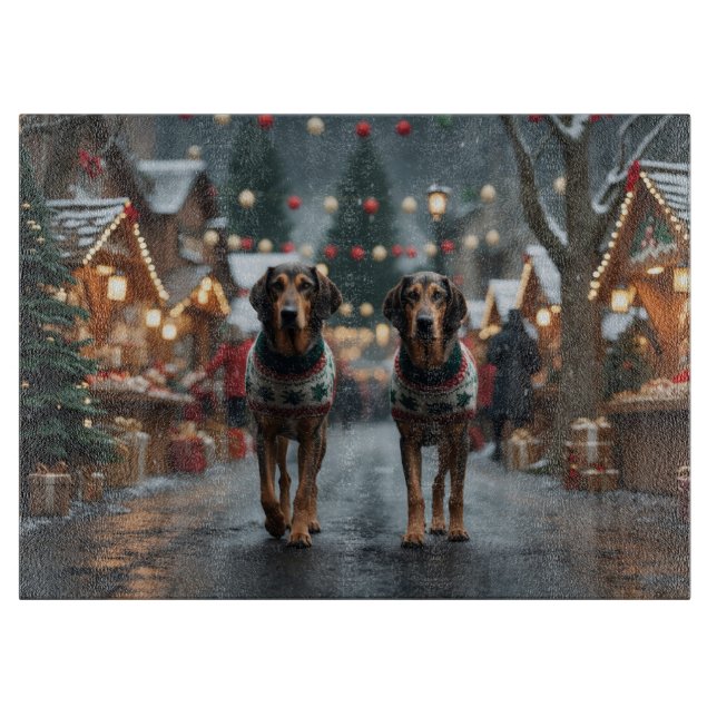 Wolfhound Dogs Christmas Snow Holiday Cutting Board (Front)