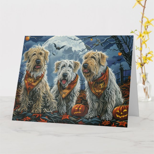 Wolfhound Halloween Spooky Card (Yellow Flower)