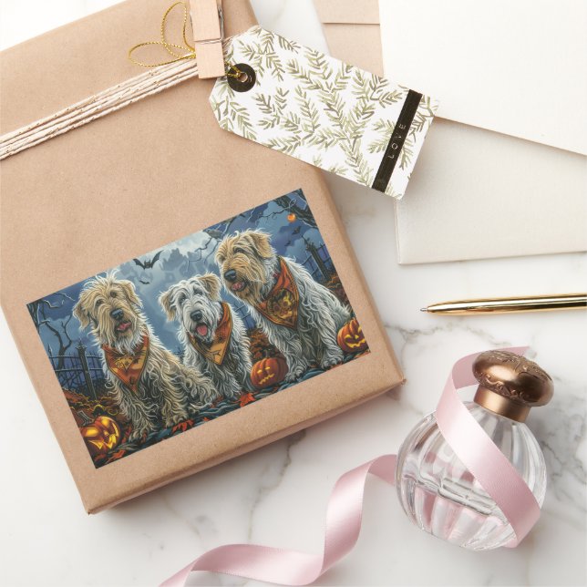 Wolfhound Halloween Spooky Rectangular Sticker (Gifting)