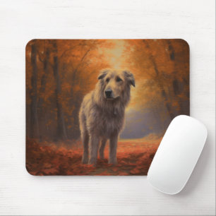 Wolfhound in Autumn Leaves Fall Inspire Mouse Pad