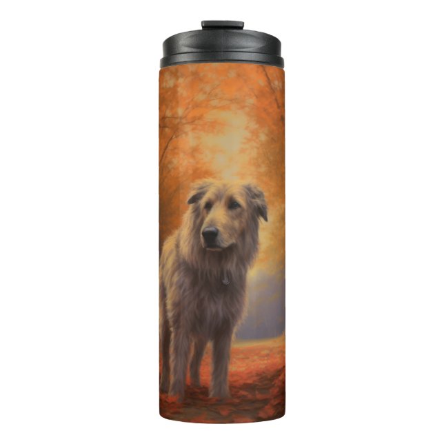 Wolfhound in Autumn Leaves Fall Inspire  Thermal Tumbler (Front)