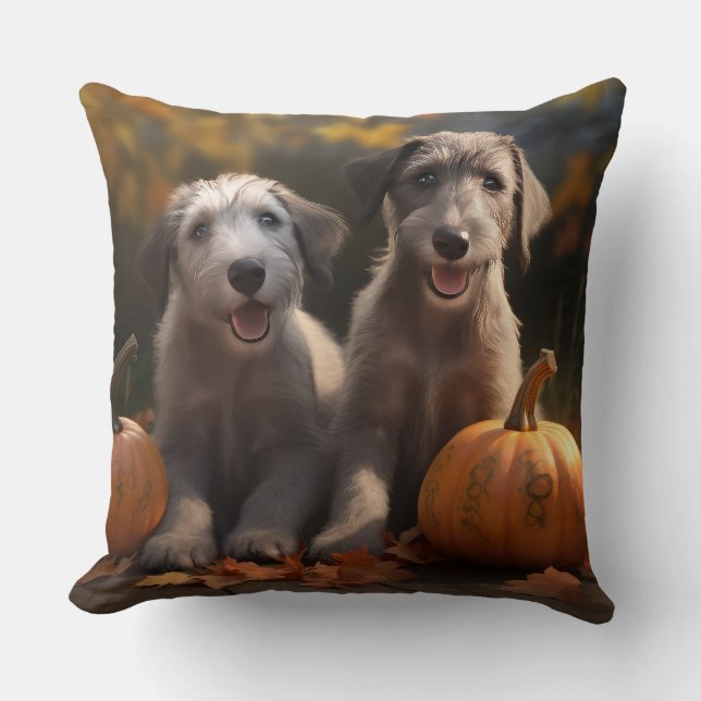 Wolfhound  Puppy Autumn Delight Pumpkin Cushion (Front)