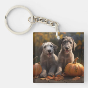 Wolfhound  Puppy Autumn Delight Pumpkin Key Ring