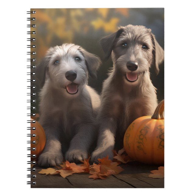 Wolfhound  Puppy Autumn Delight Pumpkin Notebook (Front)
