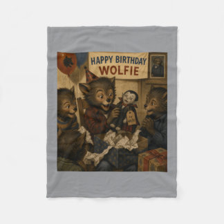 Wolfie Birthday Fleece Blanket