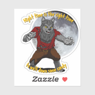 Wolfing down candy Custom-Cut Vinyl Sticker