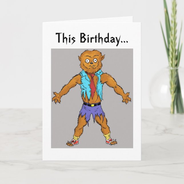 Wolfman Birthday Wishes Card (Front)