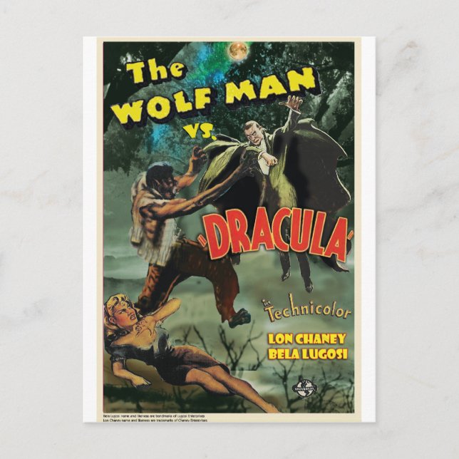 WOLFMAN VS DRACULA by Philip J. Riley Postcard (Front)