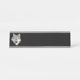 Wolf's Head Desk Name Plate