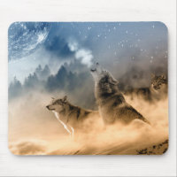 Wolfs Howl on a Cold Foggy Starry Star Fall Night