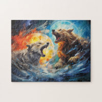 Wolfs Sköll and Hati hunting moon and sun