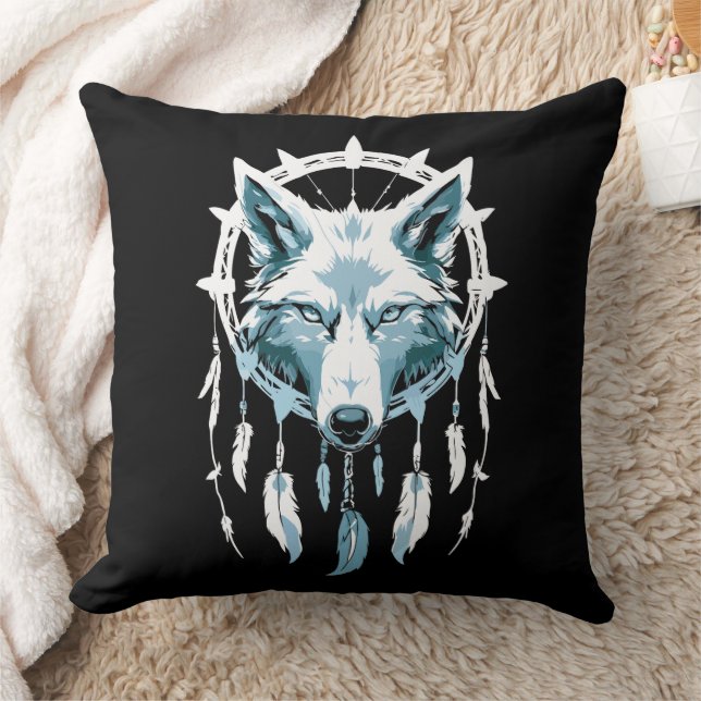Wolf's Warning with Dream Catcher Cushion (Blanket)