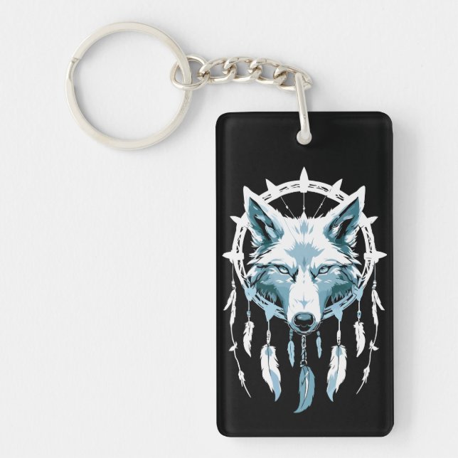 Wolf's Warning with Dream Catcher Key Ring (Front)