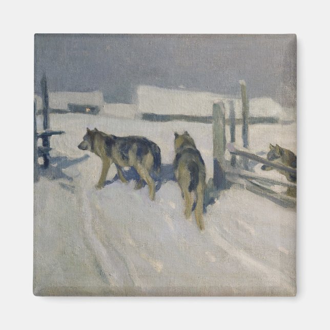 Wolfs, Winter Night, c.1910 Magnet (Front)